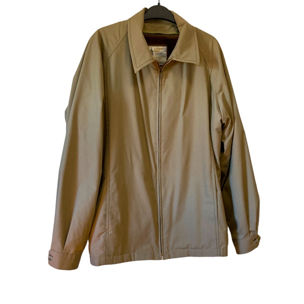 London Fog Jacket Coat Zipper Lining Vintage Classic Outerwear Beige Tan Sz 40L